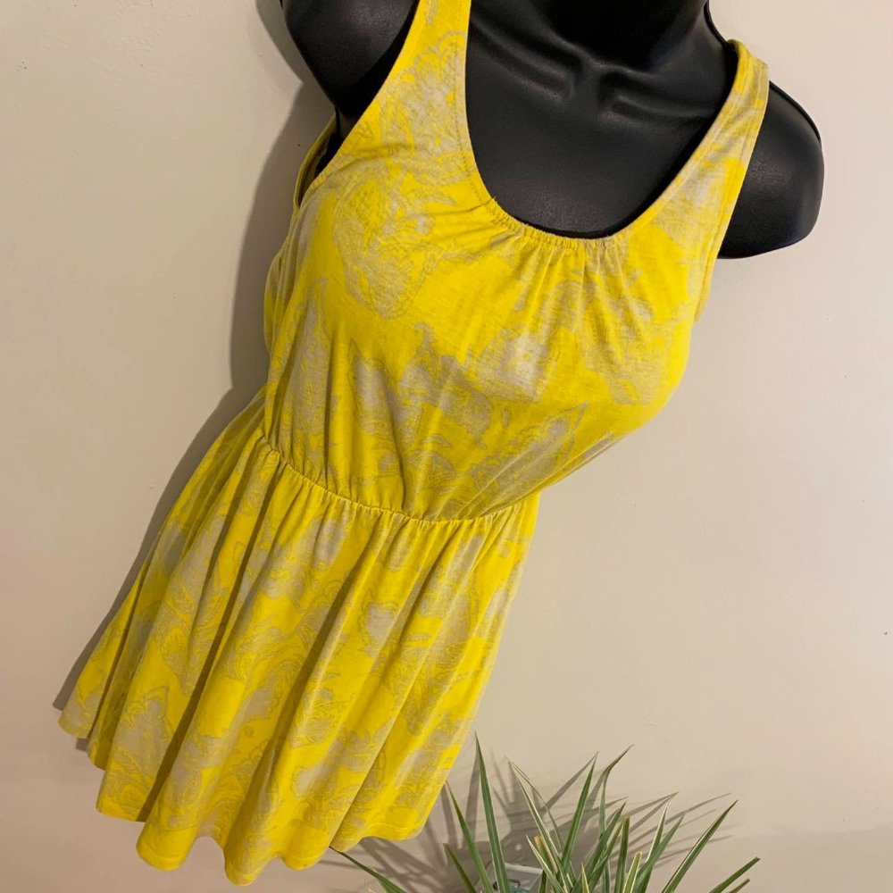 LOFT | Yellow Cotton Dress with Keyhole Back Detail | Small